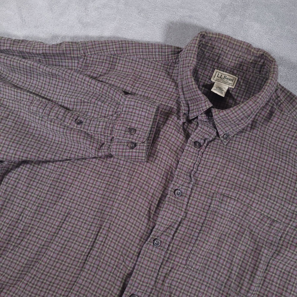 L.L. Bean Shirt Mens XL Tall XLT Plaid Button Down Long Sleeve Cotton Classic